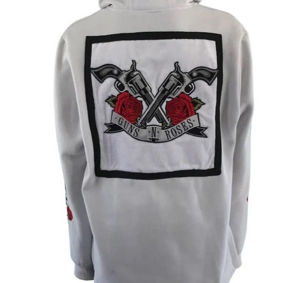 Guns and Roses Men’s Hoodie Custom Hoodie Upcycle Clothing Embroidered - Picture 2 of 9